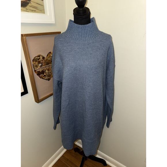 Double Zero Dresses & Skirts - Double Zero Blue Turtleneck Sweater Dress Women’s Size Large Cozy Knit